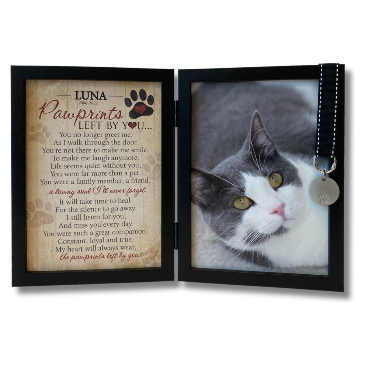 Personalized Pawprints Pet Loss Memorial Frame: Pawprints Left by You Cat