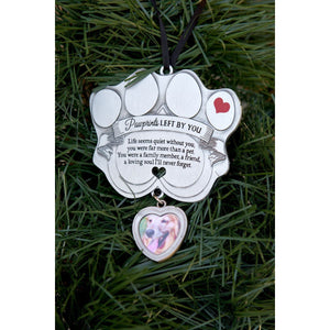 2 of 5:Pet memorial ornament with heart shaped charm for photo.