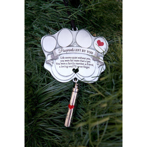 2 of 7:Pawprints Left By You ornament with vial for ashes.