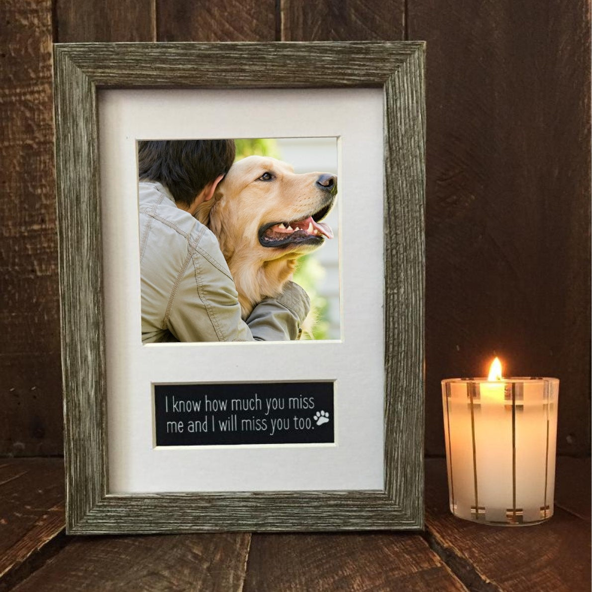 Pet memorial photo frame with a white mat