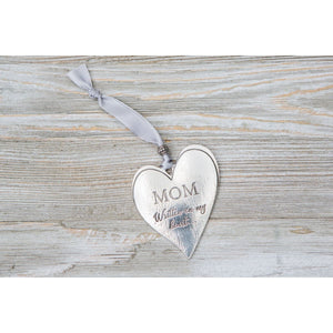 3 of 5:Pewter heart with gray satin for hanging.
