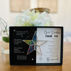 4 of 6:God Shines Thank You gift sitting on table.