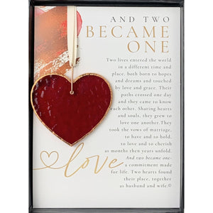 1 of 7:Wedding Gift - Stained Glass Red Heart Edged with Copper and Packaged with