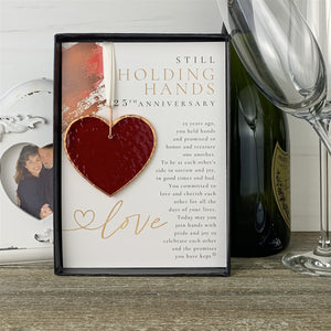 2 of 7:25th Anniversary stained glass heart and sentiment.