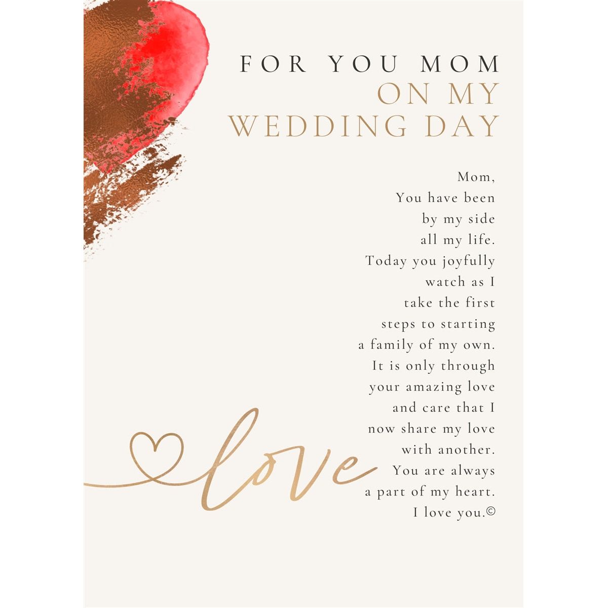 &quot;For You Mom On My Wedding Day&quot; artwork and poem.