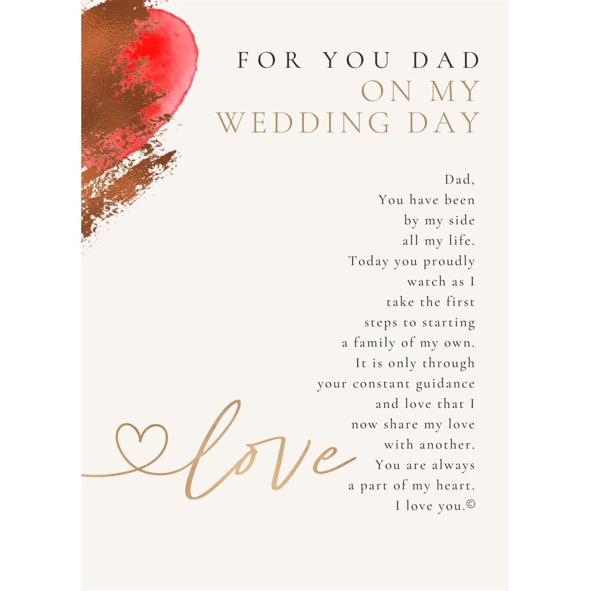 "For You Dad On My Wedding Day" artwork and poem.
