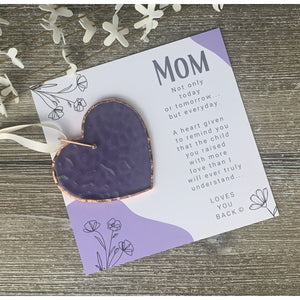 2 of 4:Mom artwork with poem and purple stained glass heart.