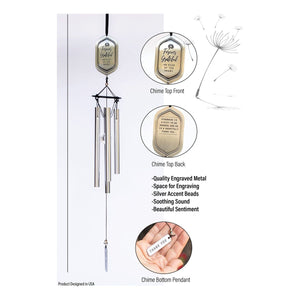 3 of 7:The Forever Grateful Windchime with close up views of the sentiment on front and back of the chime topper.