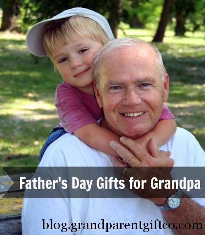 A grandpa and grandchild with the text "Father's Day Gifts for Grandpa"