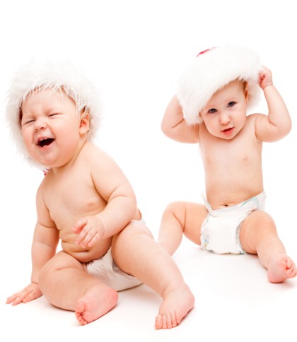 Two babies in diapers