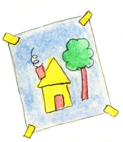 A child's drawing of a house.