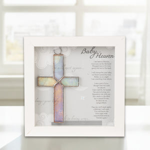 1 of 4:Framed Baby in Heaven memorial cross.