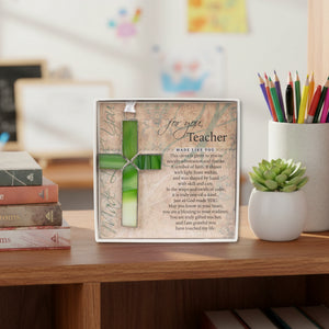 4 of 4:Gift displayed on a bookshelf in a teacher's classroom.