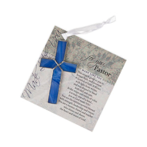 2 of 5:Blue stained glass cross on 