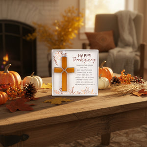 3 of 4:Gift for a Thanksgiving host/hostess displayed on a coffee table.