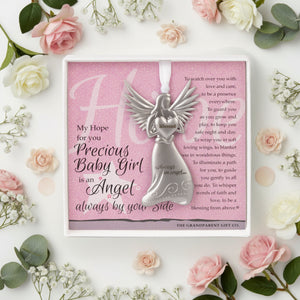 3 of 4:Blessed Angel with sentiment surrounded by flowers.