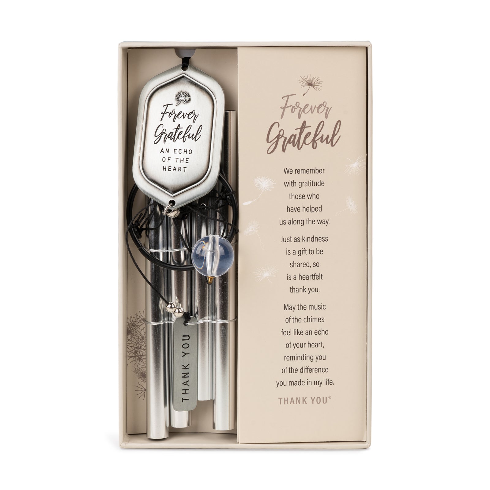The windchime comes in a high-quality box with the Forever Grateful poem.
