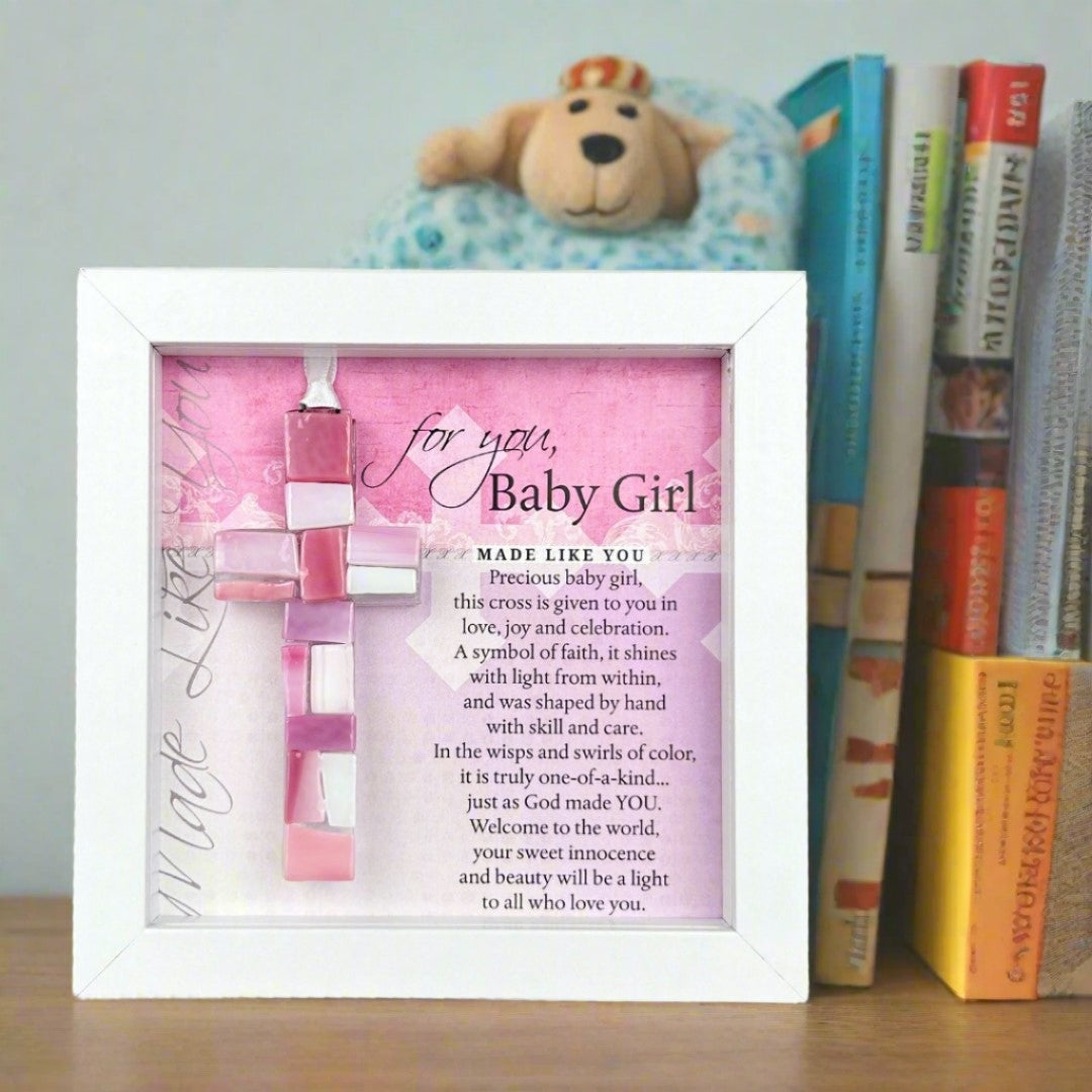 thumbnail image 2 of Baby Dedication Gift Handmade Aqua Glass Cross - Perfect Baptism Gift Baptism Gifts 2 of 13