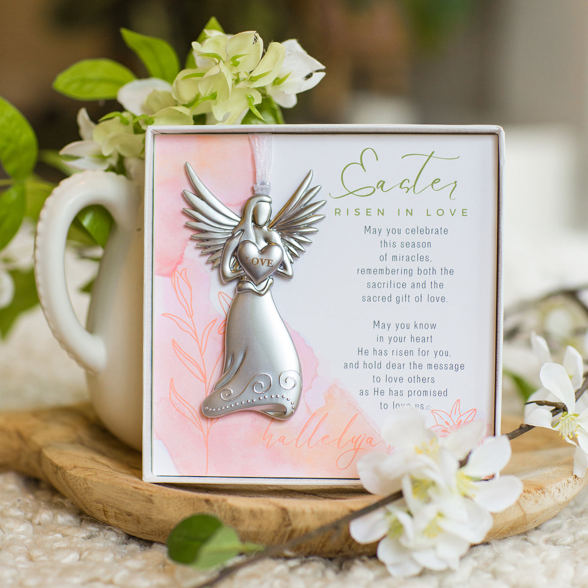 Easter Love Angel Gift in living room setting.