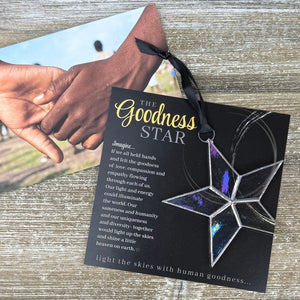 7 of 7:Goodness Star ornament and artwork with a photo featuring a two people holding hands.