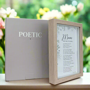 3 of 8:Framed Mom poem in front of its box with the word 