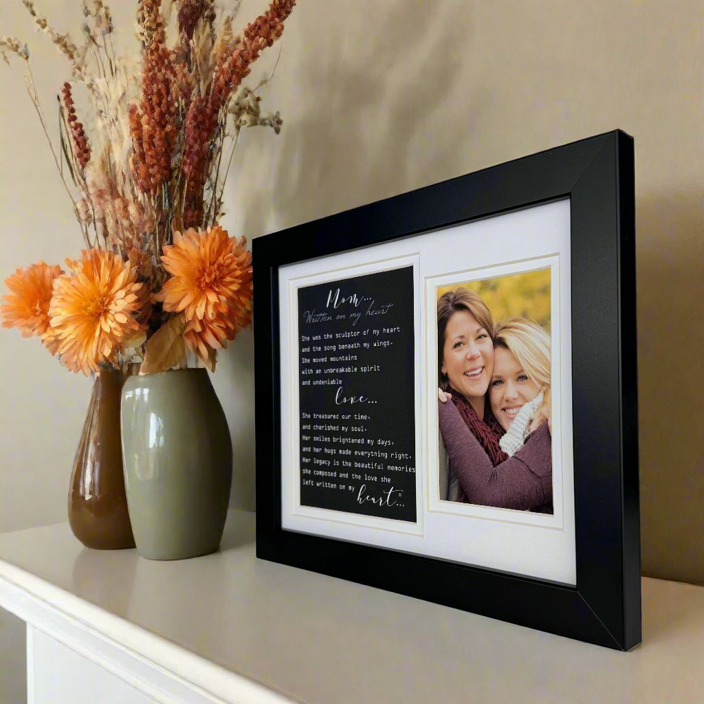 Side view of &quot;Mom, Written on My Heart&quot; frame.