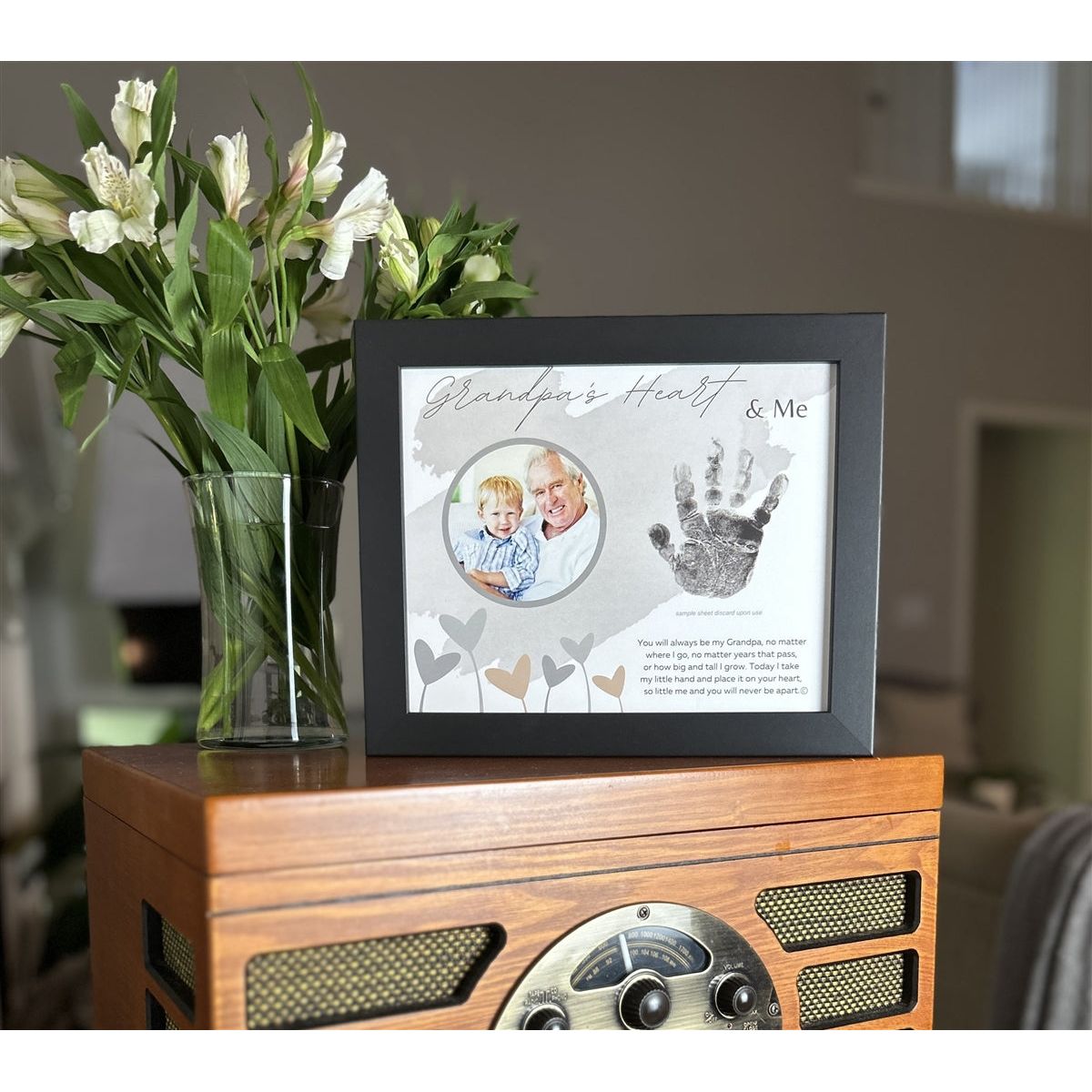 Grandpa Handprint Frame: Heart and Me