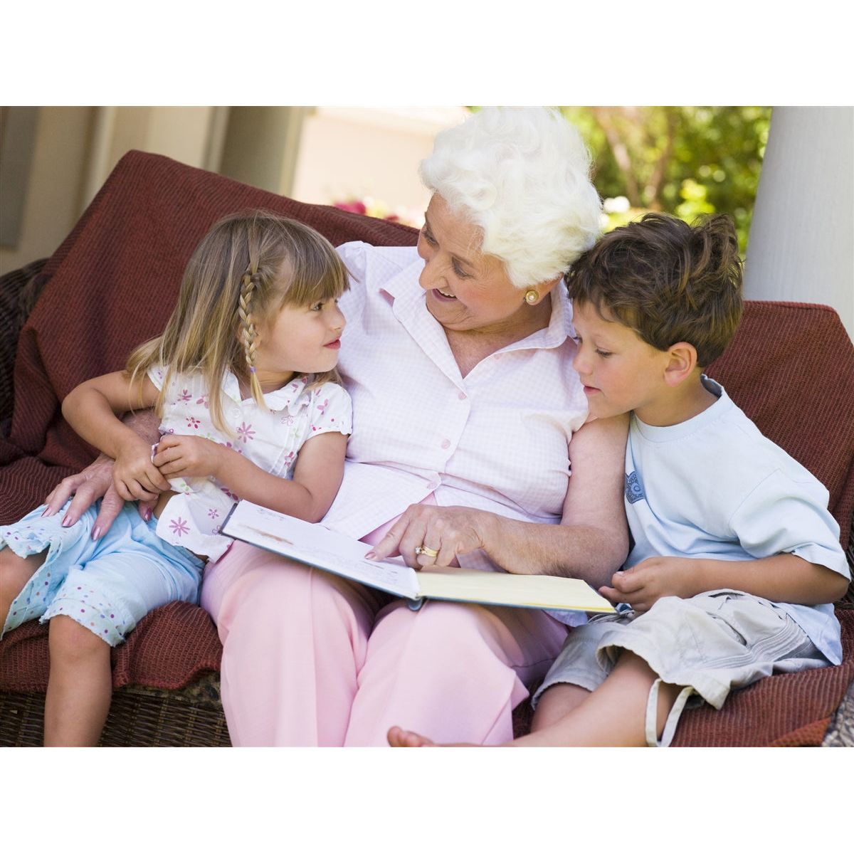 A grandmother with her grandchildren.