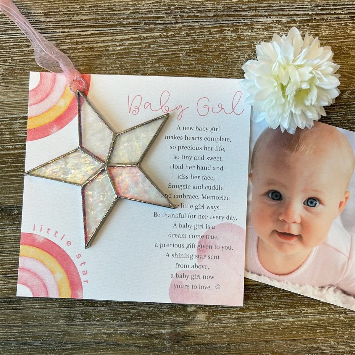 Little Star: Baby Girl Gift Handmade Stained Glass Star