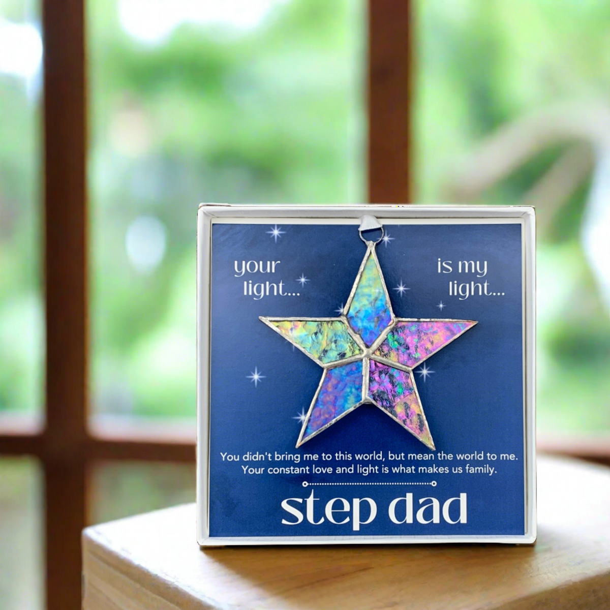 Meaningful sentiment and star gift for stepdad.