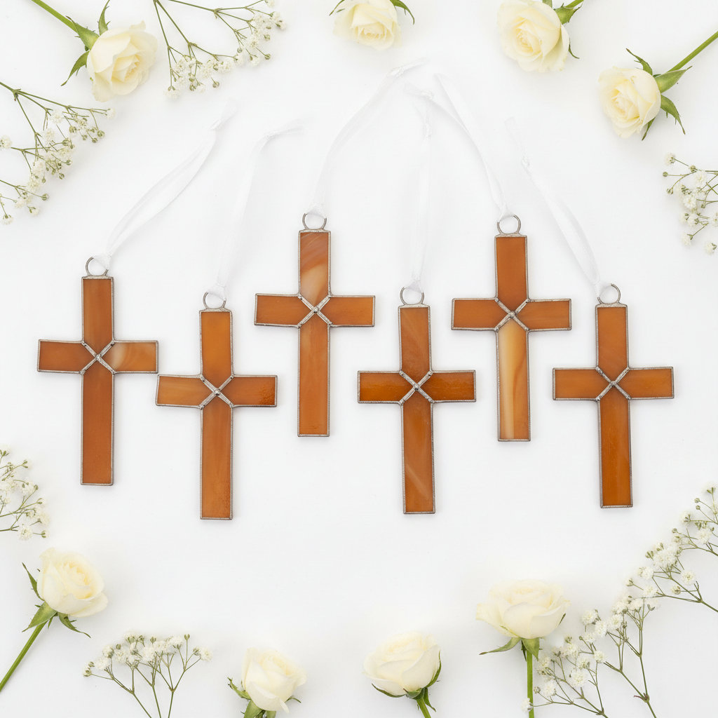 Variety of Amber Stained Glass Crosses.