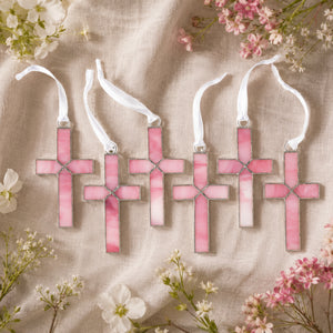 2 of 4:Variety of the pink stained glass crosses.