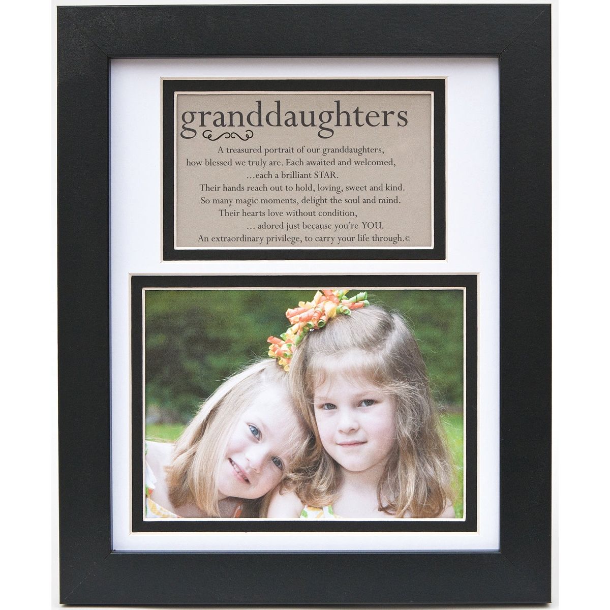 8x10 black frame with white and black double mat, includes "Granddaughters" poem and space for photo.