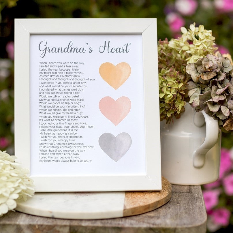 Personalized Grandma&#39;s Heart Poem: Boho Hearts