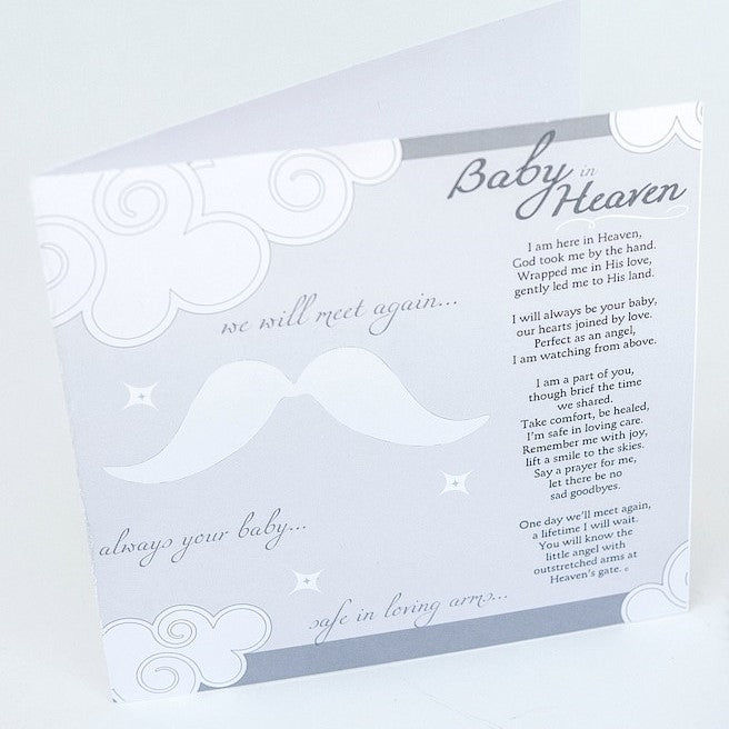  Baby in Heaven card standing open to show the space for the giver to write a message.