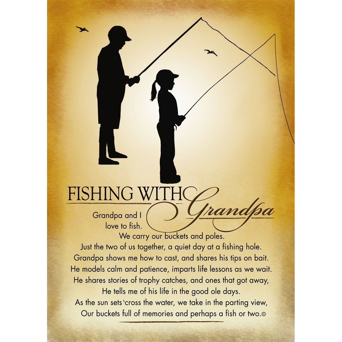 Fishing with Grandpa Sentiment 5x7 Black Photo Frame