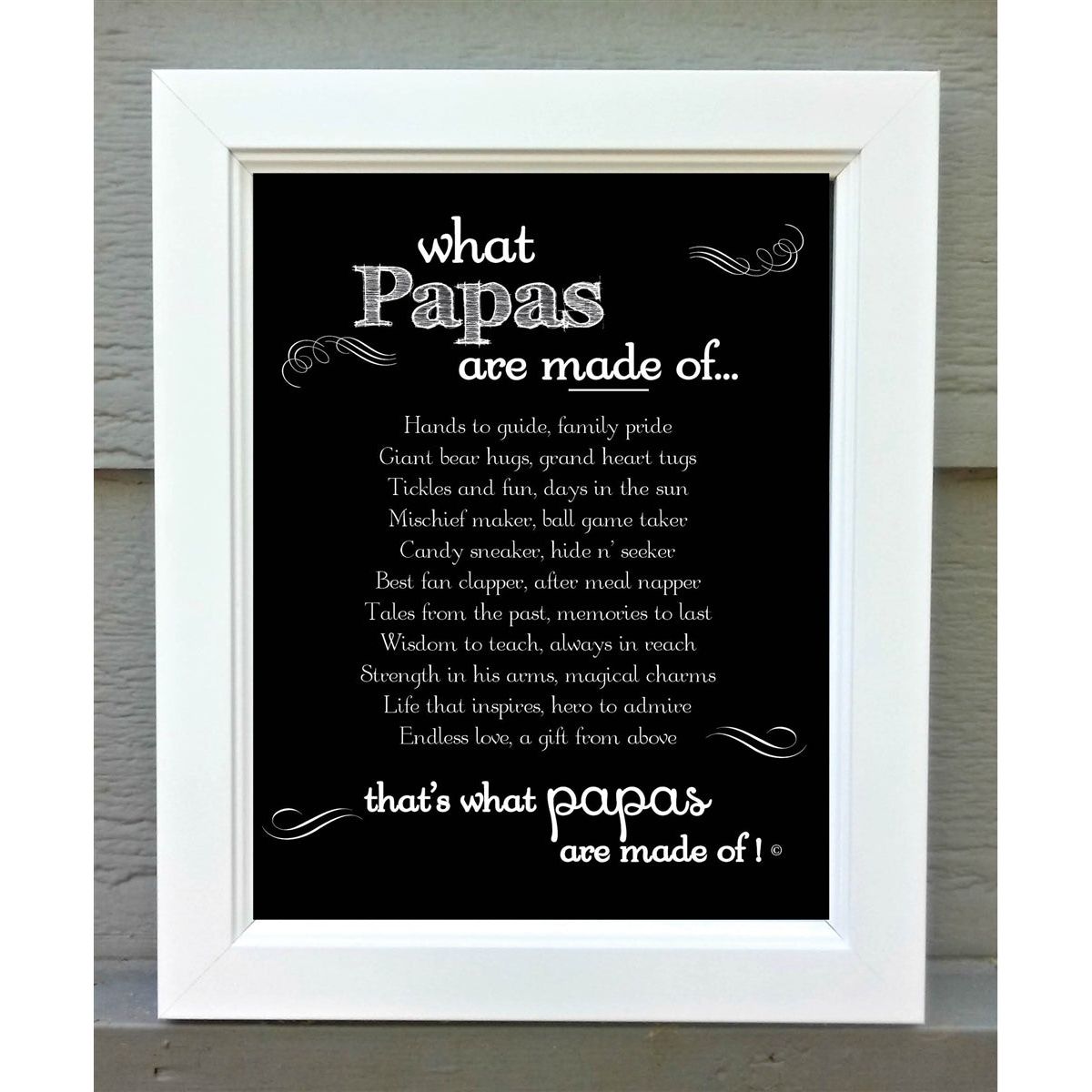 White 8"x10" frame with "What Papas are Made of..." poem.