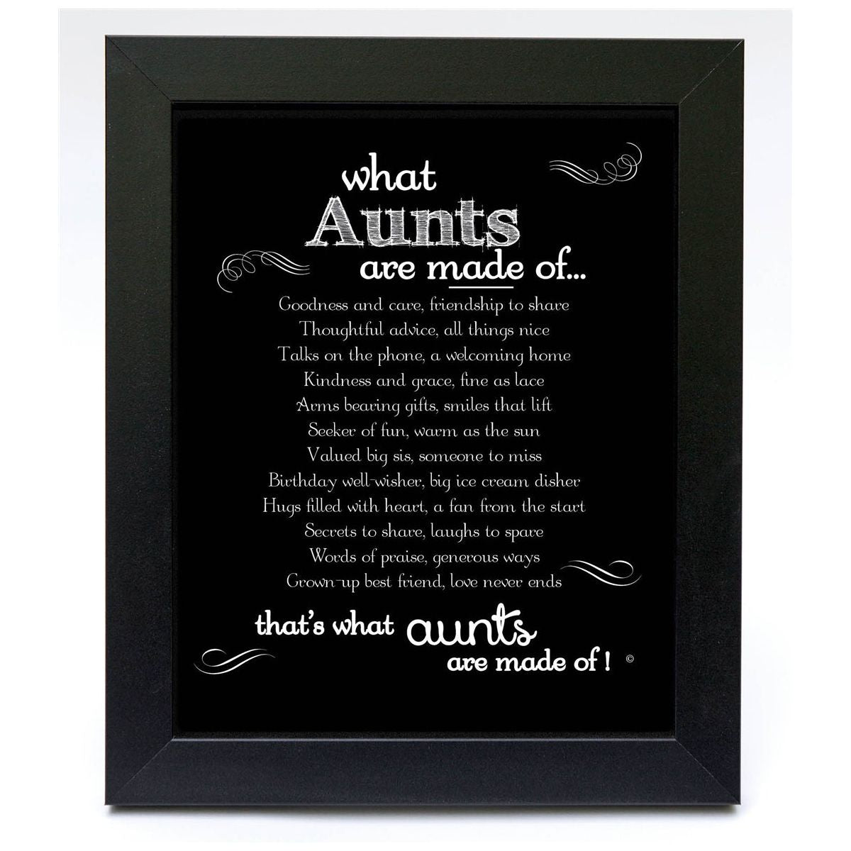 Black 8&quot;x10&quot; frame with &quot;What Aunts are Made of...&quot; poem