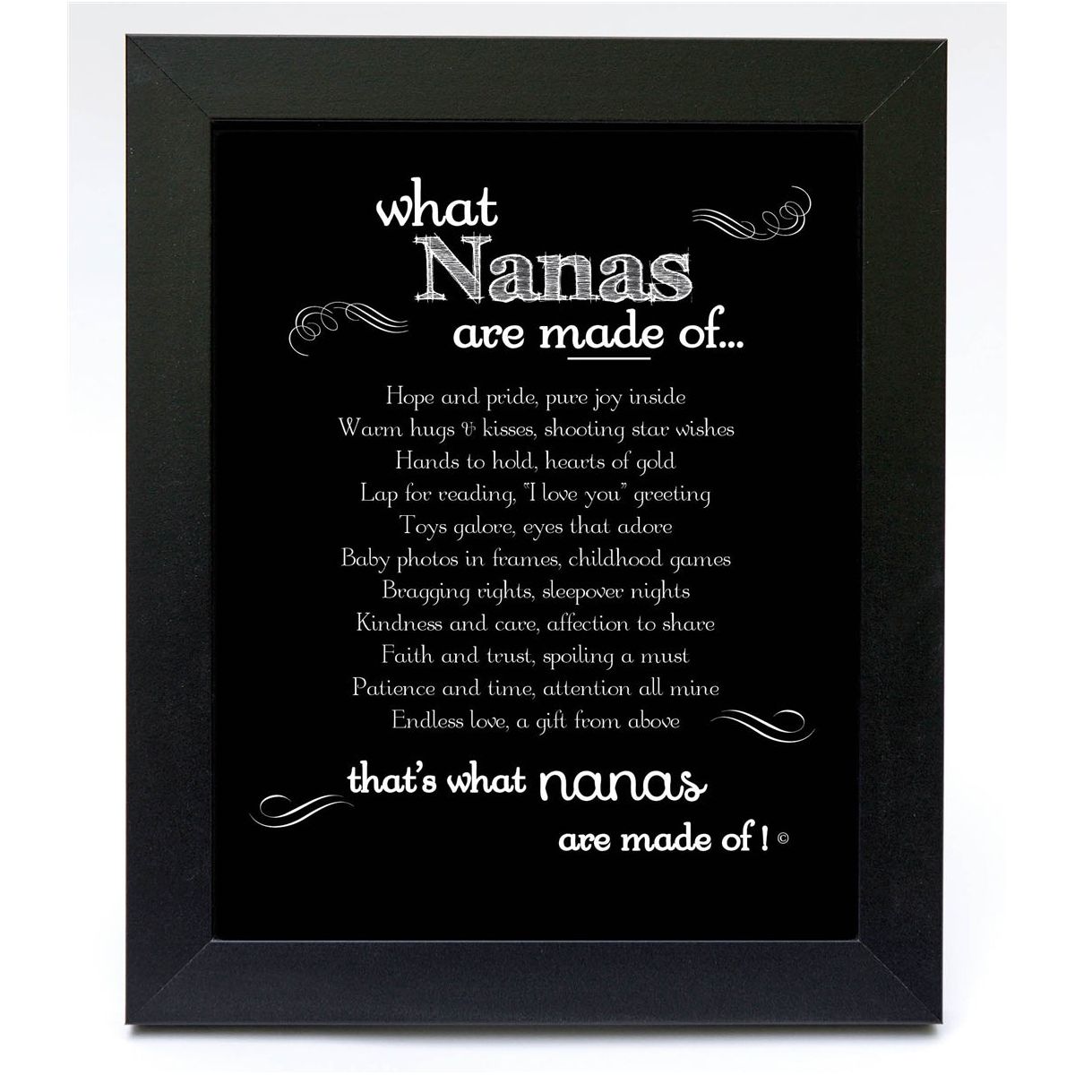 Black 8"x10" frame with "What Nanas are Made of..." poem