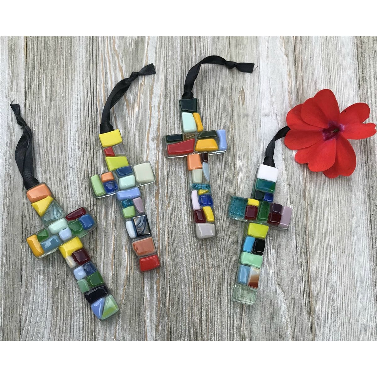 Thank You Inspirational Gift: Handmade Glass Cross