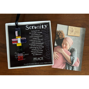 2 of 4:Serenity sentiment gift with colorful mosaic glass cross.