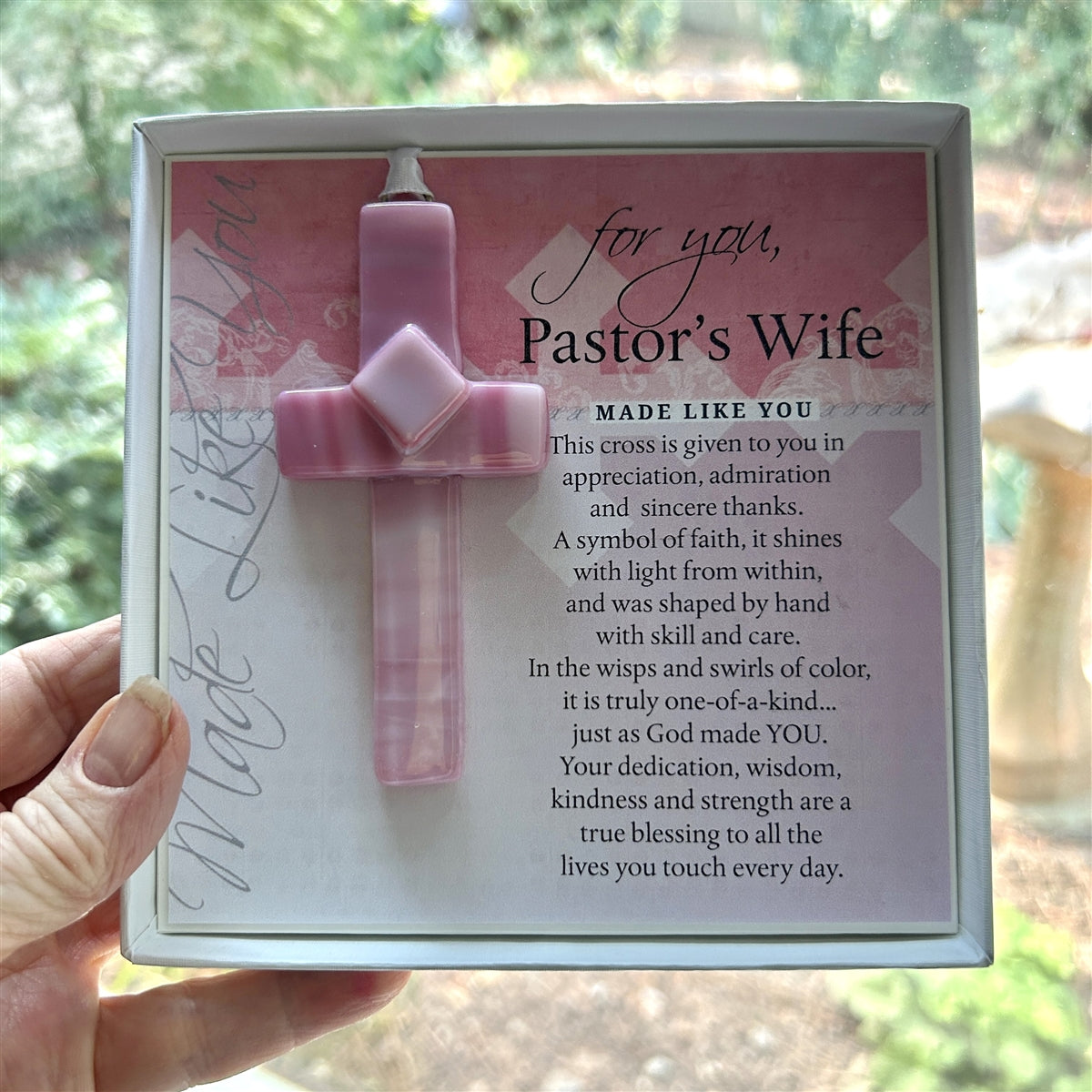 Pastor&#39;s Wife Cross: Handmade Glass Cross