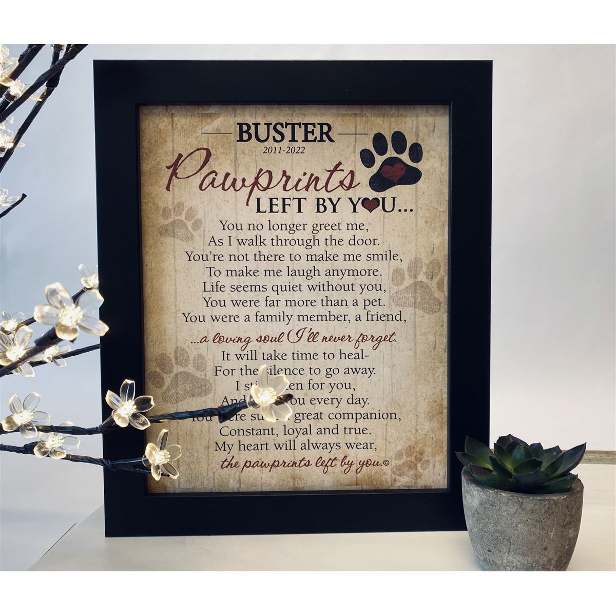 Personalized Pawprints Pet Loss Memorial Frame: Pawprints Left by You 8x10