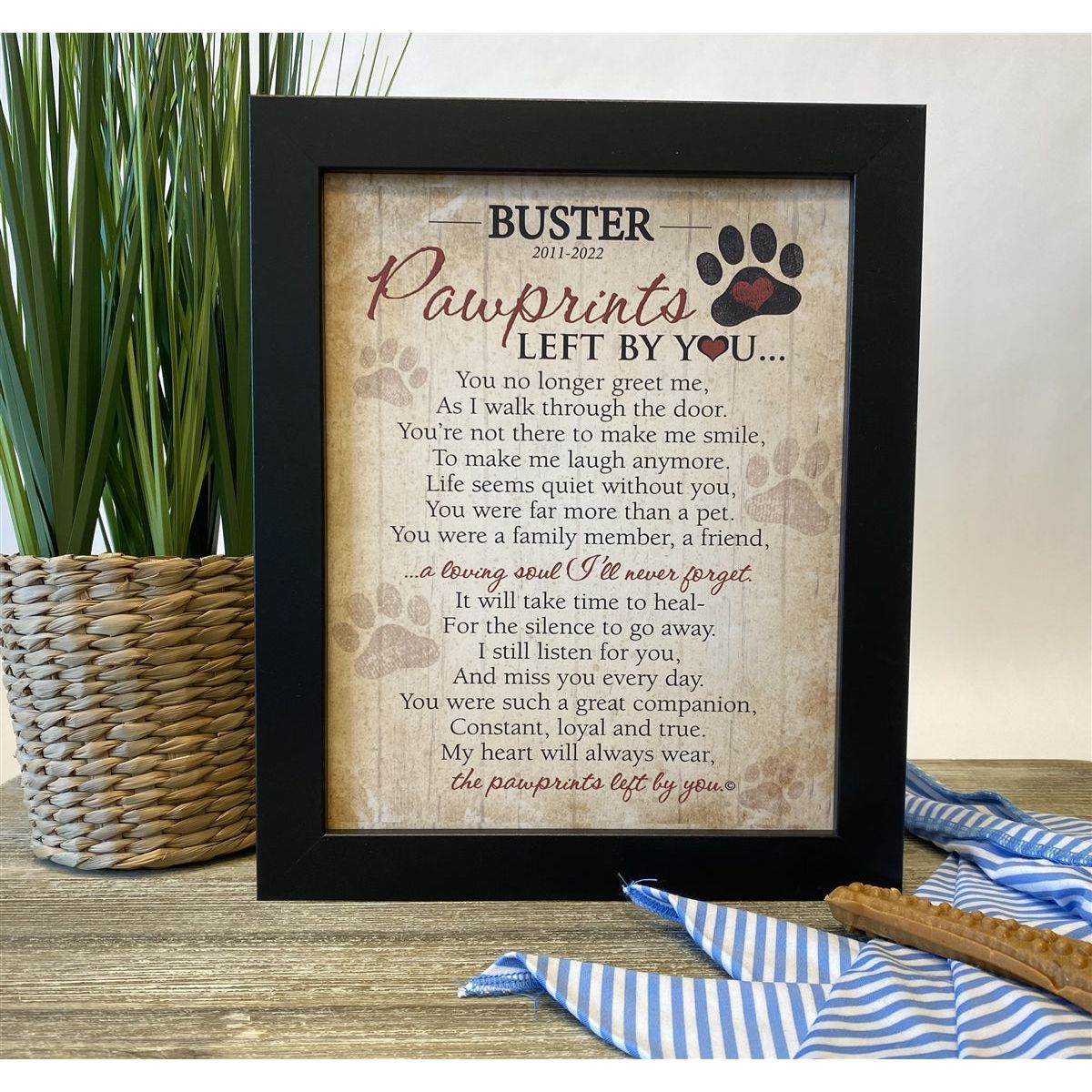 Personalized Pawprints Pet Loss Memorial Frame: Pawprints Left by You 8x10