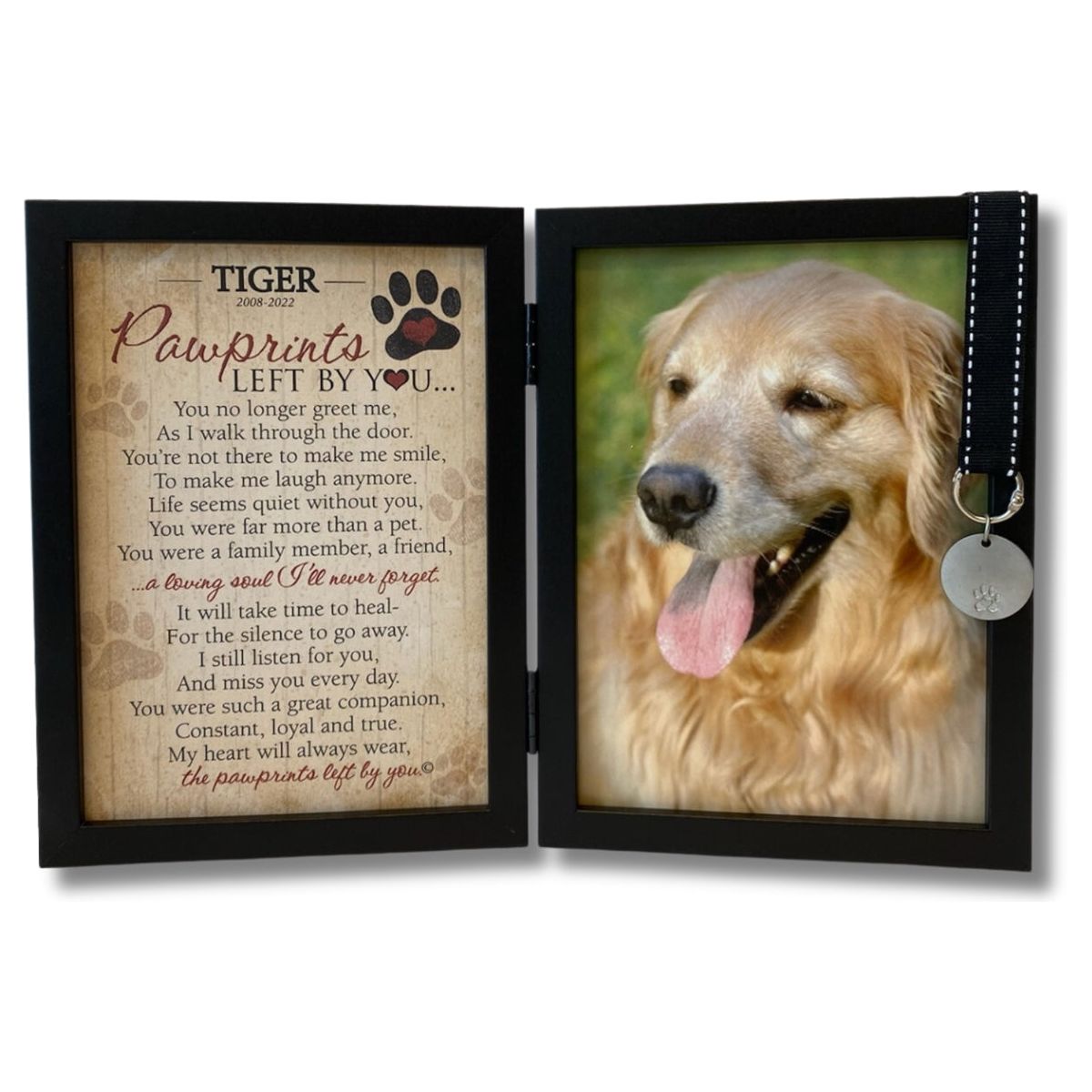 Personalized Pawprints Pet Loss Memorial Frame: Pawprints Left by You Dog