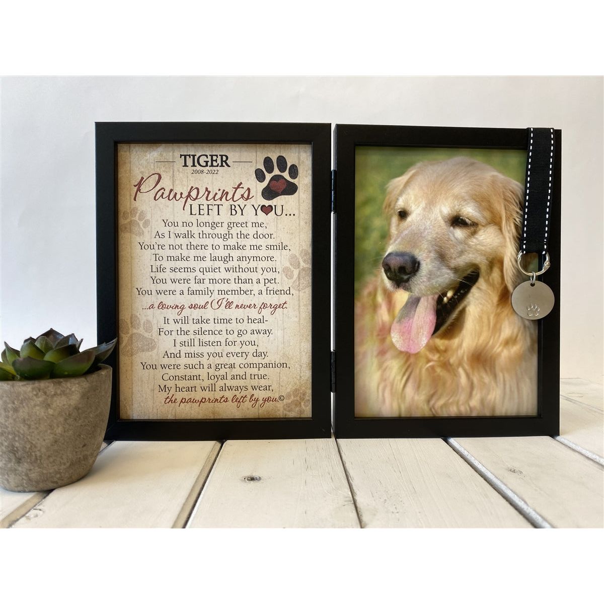 Personalized Pawprints Pet Loss Memorial Frame: Pawprints Left by You Dog