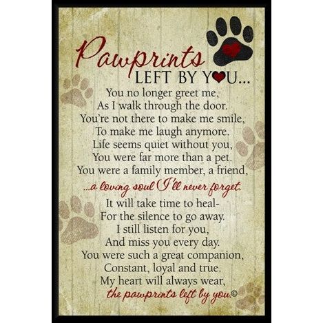 Pawprints Left by You Pet Memorial Wall Plaque