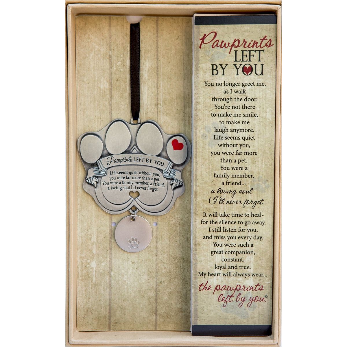 Gift boxed "Pawprints Left By You" pet tag ornament.
