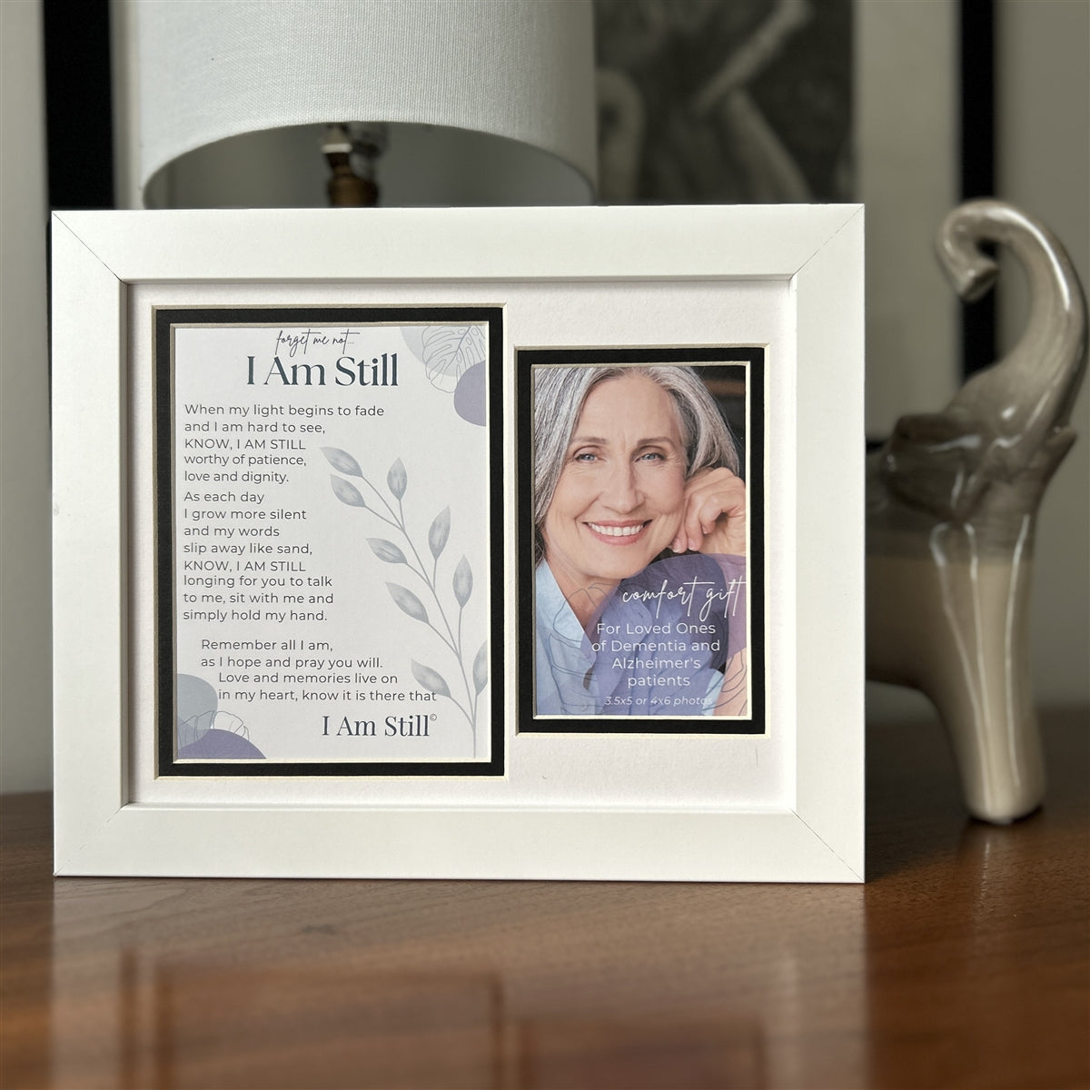 Alzheimer/Dementia Family Support Gift: 8x10 white frame with white and black double mat, includes &quot;I am Still&quot; poem and space for photo