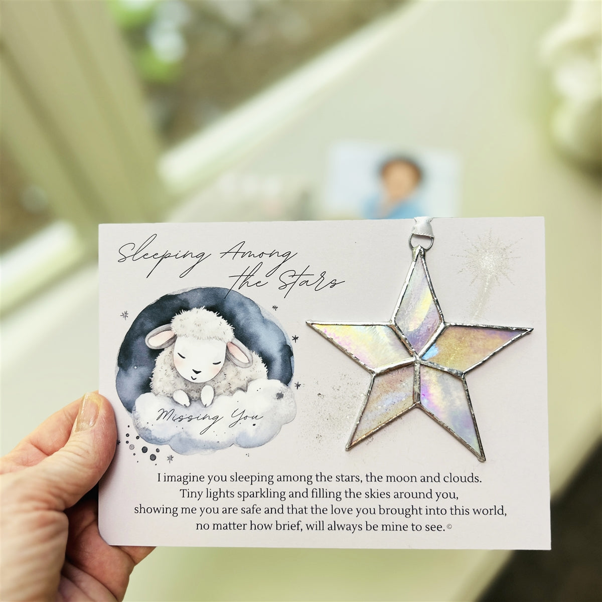 Sleeping Star Infant Memorial Handmade  Glass Star